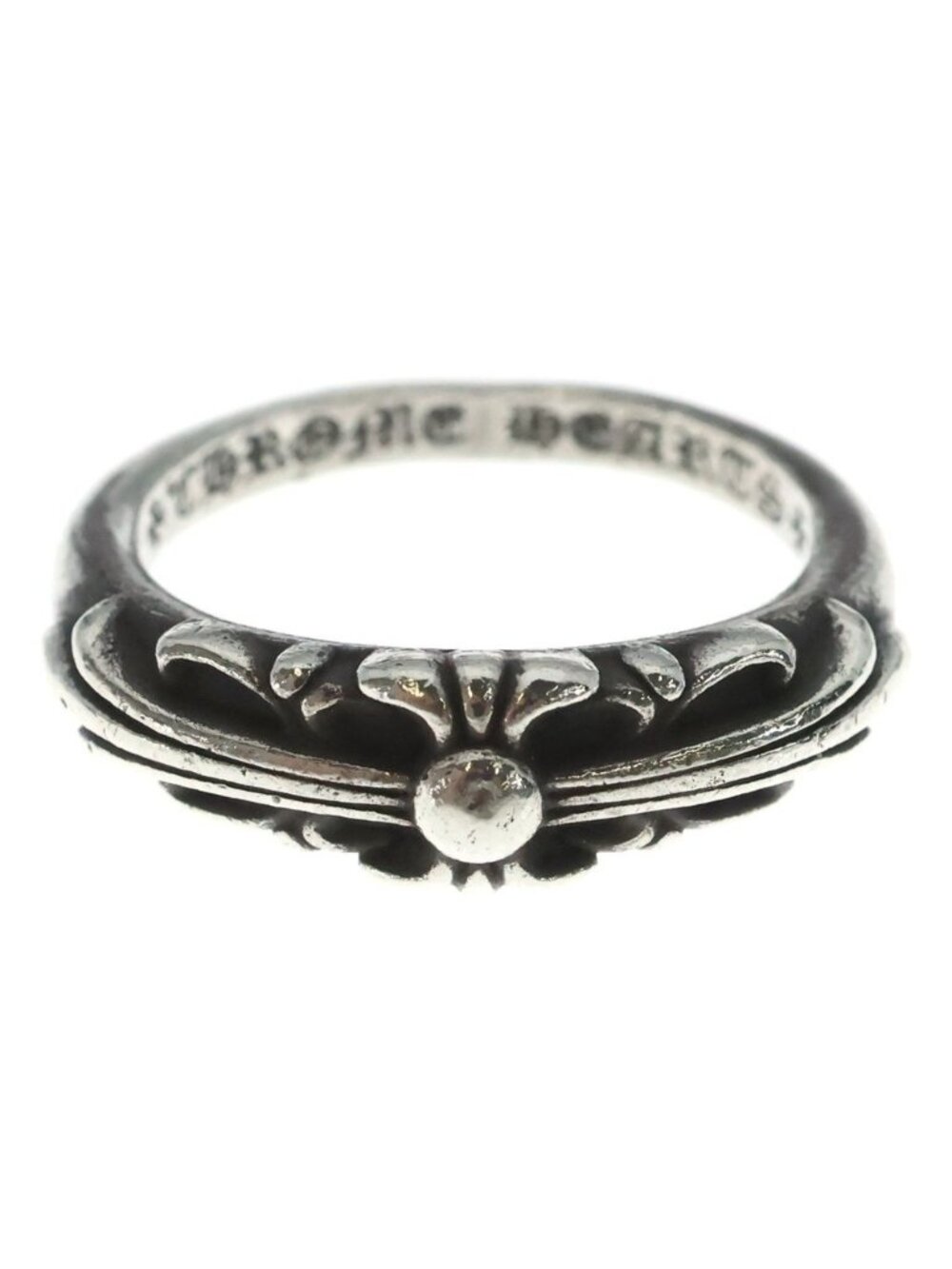 Chrome Hearts Baby Classic Floral Black Sling Silver Ring